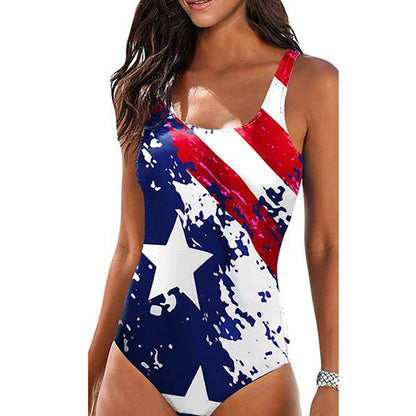 Push Up Swimwear Criss Cross Back One-piece Beach Bathing Suit Gradient Print  One Piece Women Swimsuit Bathers