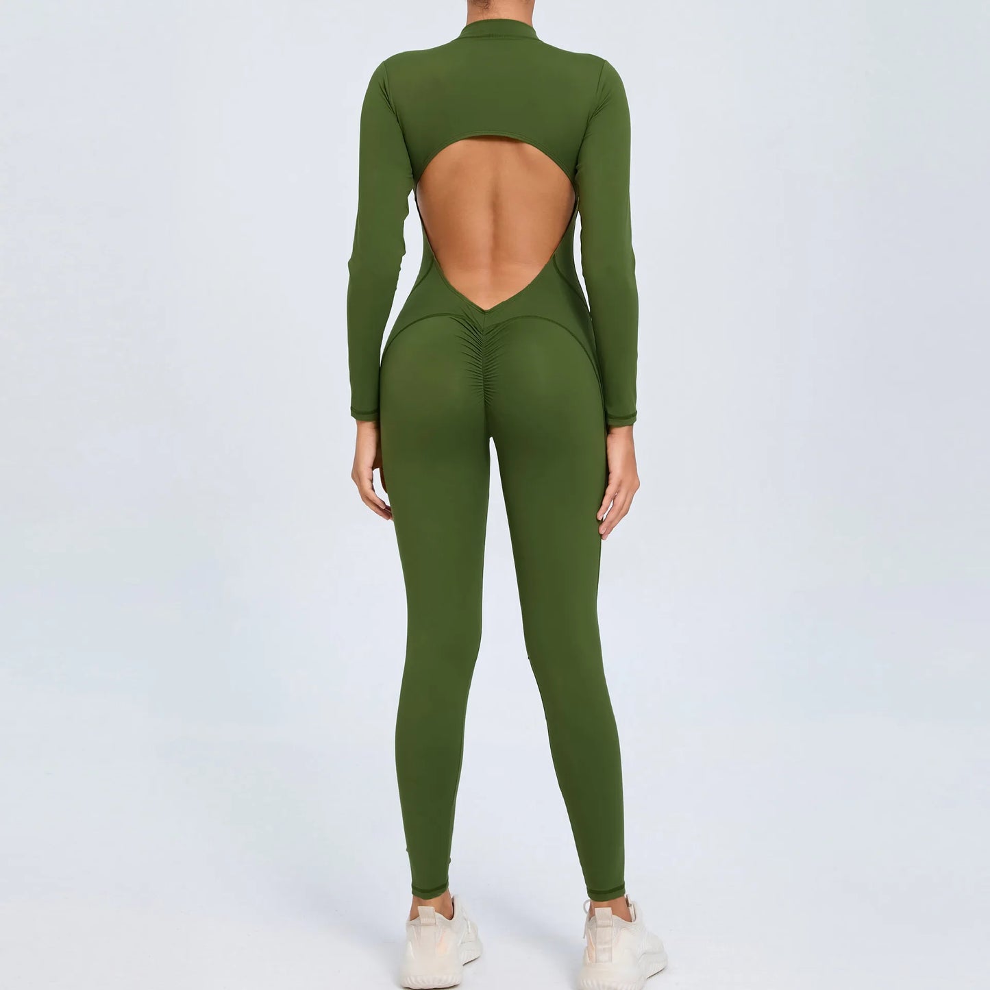Women Long Sleeve Zipper Jumpsuit One-Piece Zipper Yoga Set Gym Push Up Workout Clothes Fitness Bodysuit Sportswear