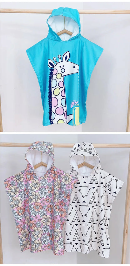 Beach Towel for Boys Girls Hooded Bath Towel Wrap Toddler Pool Towel with Hood Microfiber Absorbent Sweat-absorbent Swim Robe
