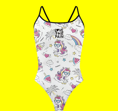 Love The Pain Unicorn One Piece Swimsuit Women Swimwear Bathing Suit Swim Suit Beach Wear Bodysuit