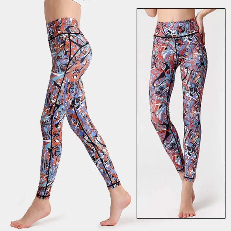 Cloud Hide Yoga Pants Sports Leggings Women High Waist Trainer Long Tights Flower Push Up Running Trouser Workout S- XL