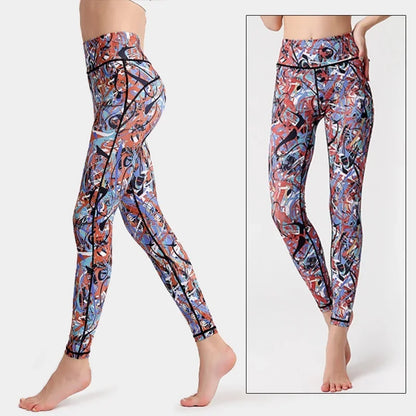 Cloud Hide Yoga Pants Sports Leggings Women High Waist Trainer Long Tights Flower Push Up Running Trouser Workout S- XL