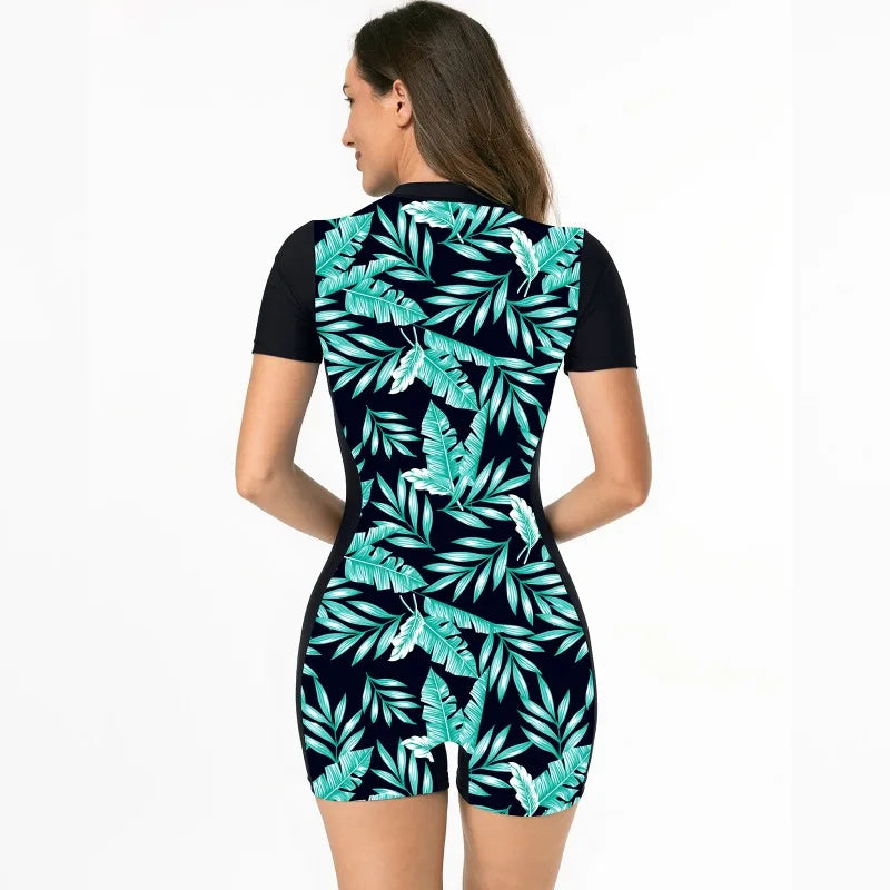 Rash Guard Swimsuits Women Onesies Printed Sports Women's Slim and Thin Surf Clothing Swimwear