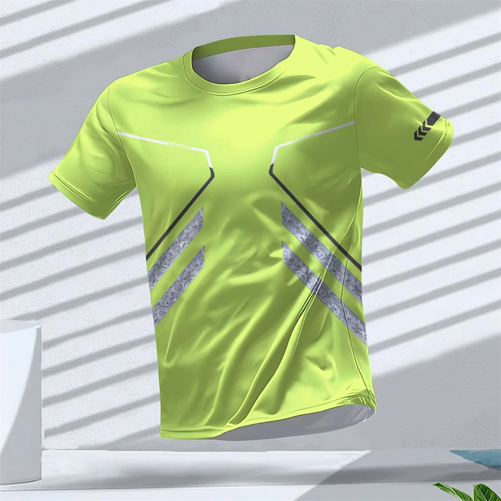 Gym Summer Quick Dry Breathable Men's T Shirt Outdoor Run Fitness Sports Short Sleeve Casual O-Neck Men Gym Sportswear T-Shirt