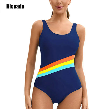 Women's Chlorine Resistant Scoop Neck U-Back High Leg Soft Cup Sporty One Piece Swimsuit