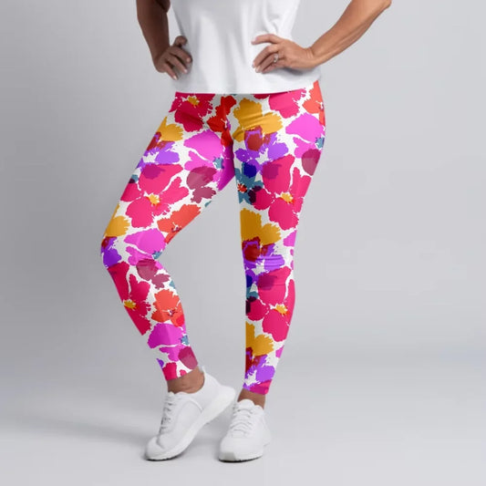 Fitness Leggings High Waist 3D Flowers Pattern Digital Print Casual Trousers Woman's Leggings