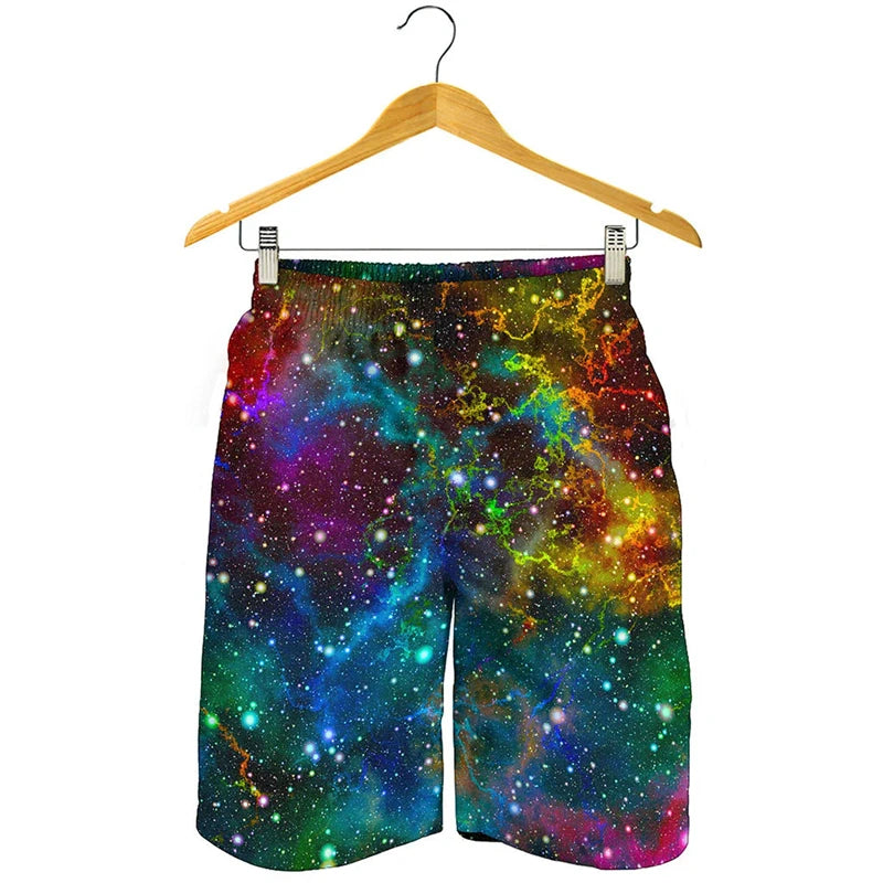 Novelty 3D Mens Rainbow Shorts Men Women Fashion Graffiti Print SwimTrunks Kids Oversized Casual Hawaii Holiday Beach Shorts