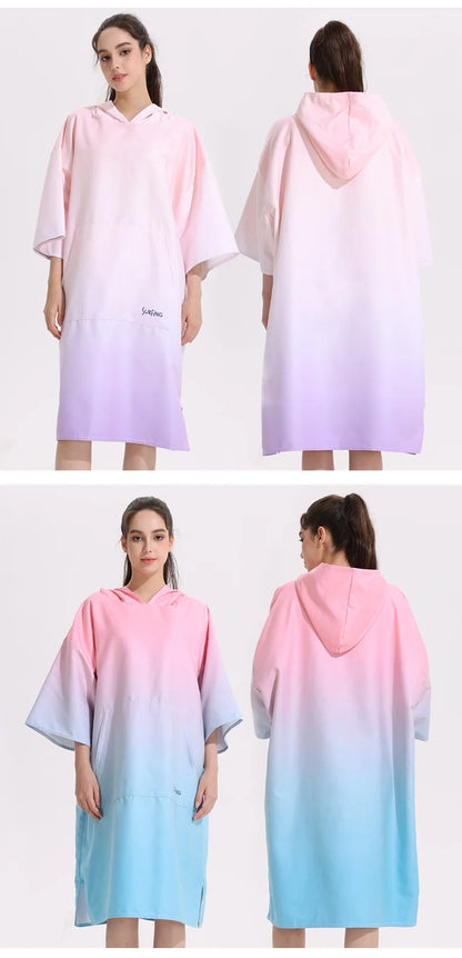 Poncho Towel Change Robe Poncho Quick-drying Hooded Bath Towel Swimming Robe Beach Swimming Surfing Towel Adult