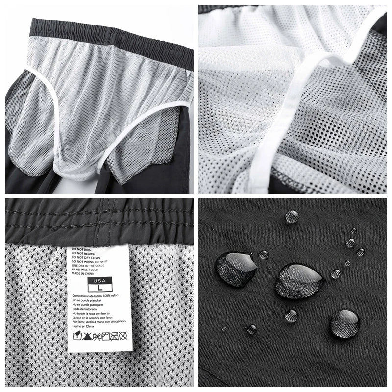 (S-3XL)Mens Quick-Dry Waterproof Surf Trunks - 5" Breathable Swim Shorts with Zipper Pockets Lightweight Nylon Beach Shorts