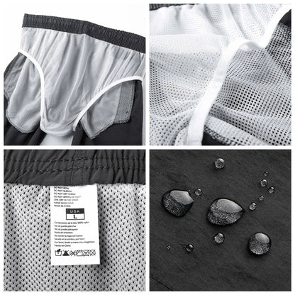 (S-3XL)Mens Quick-Dry Waterproof Surf Trunks - 5" Breathable Swim Shorts with Zipper Pockets Lightweight Nylon Beach Shorts