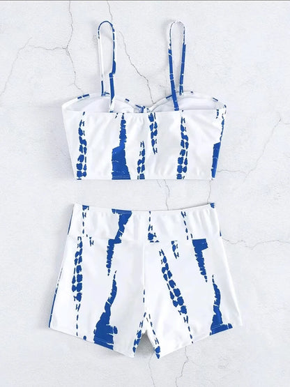 Drawstring Front Shorts Bikinis High Waist Swimsuit Women Swimwear Female Bathers Bathing Swimming Swim Suit Beachwear