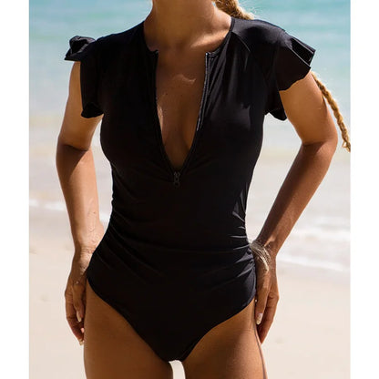 Rash Guard Print One Piece Swimsuit Long Sleeve Swimwear Female Summer Suit Swimsuits Bather Bathing Suit Beachwear Retro