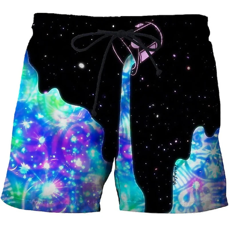 Summer Man Loose Beach Shorts 3D Print Flame Graphics Oversized Men Swimming Shorts Fashion Casual Quick Drying Male Short Pants