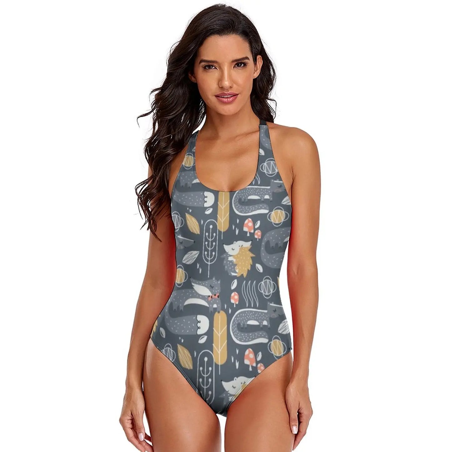 Tropical flamingo print Swimsuit Printed Rave Swimwear 1 Piece Bathing Suit