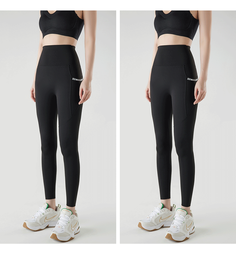 Pocket Brushed Shark Leggings Women Autumn Light Fleece Phone Leggings Slim Tight-Fit Sports Yoga Fitness Leggings
