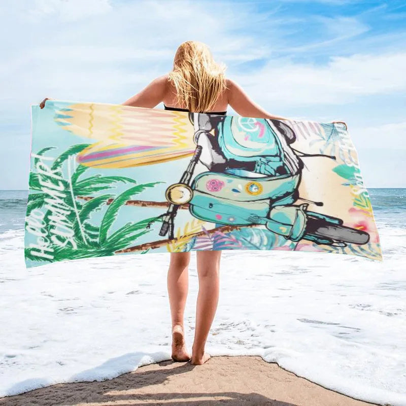 Microfiber Blanket Quick Drying Beach Towels Oversized Printing Towel Super Absorbent Pool Towel Blanket Boho Absorbent Towel