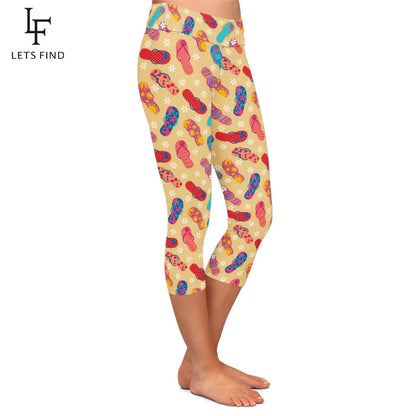3D Thongs Printing High Waist Women Capri Leggings Fashion High Quality Mid-Calf Leggings
