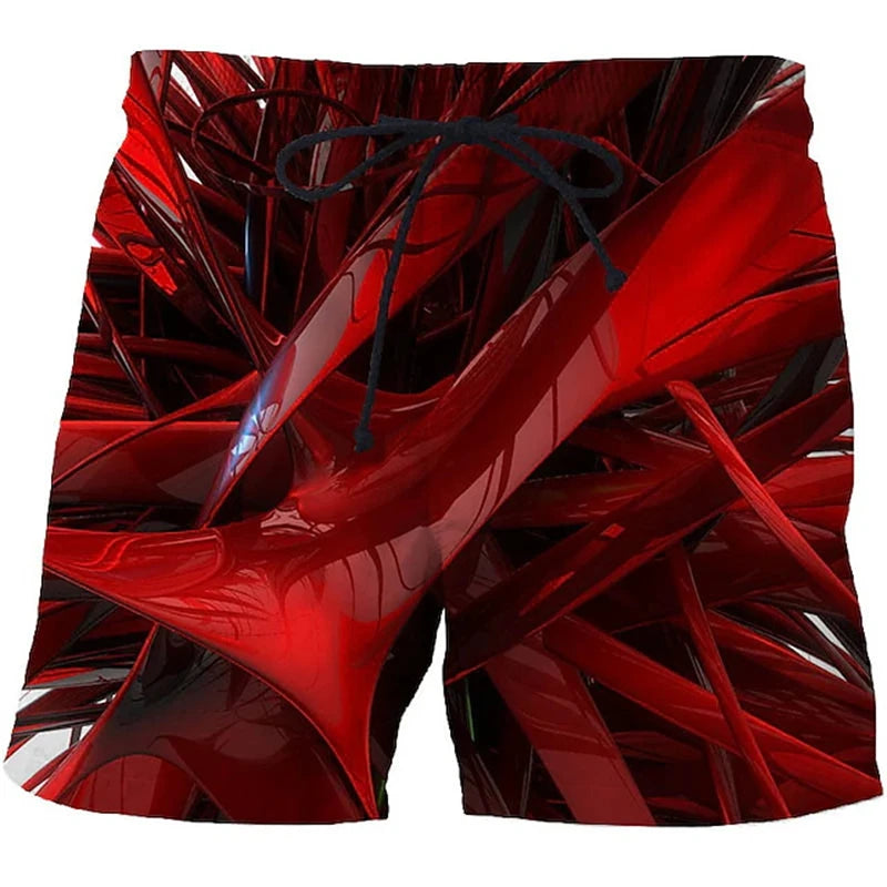 Summer Man Loose Beach Shorts 3D Print Flame Graphics Oversized Men Swimming Shorts Fashion Casual Quick Drying Male Short Pants