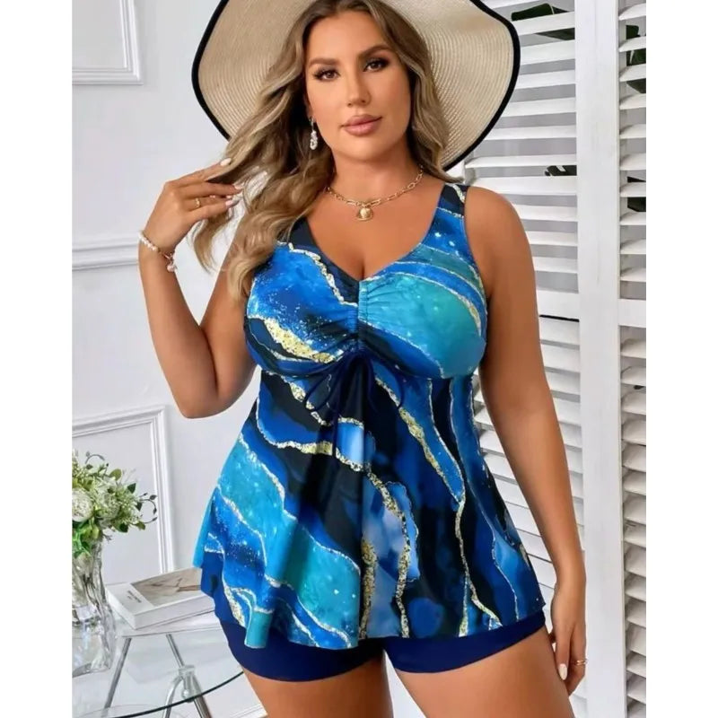 L-5XL Plus Size High Waist Bikini Women's Push Up Large Size 3XL 4XL Swimsuit Summer Tummy Control Swimwear Tankini Sets