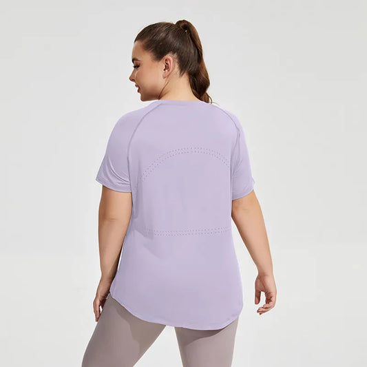 Plus Size Sportswear Woman Gym Yoga Clothes Women T-Shirt Short Sleeve Fitness Top Breathable Slim Butt Cover Running Shirt