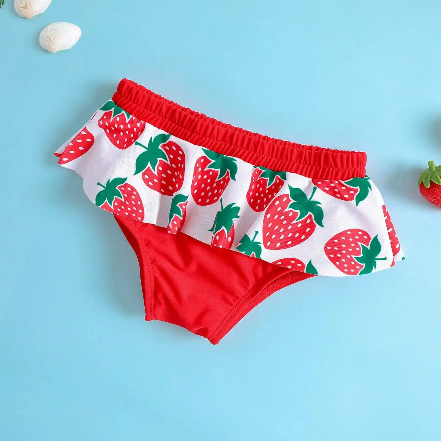 Child Girl Strawberry Print Bikini Set Lovely Kid Swimsuit Stylish Flouncing Swimwear Hot Summer Beachwear