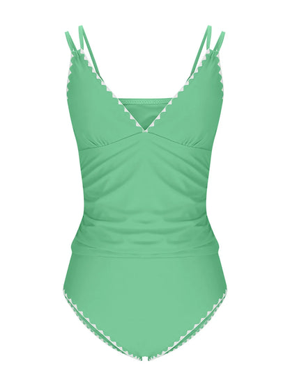 S - XXL New 10 Colors V Neck Tankini Bikini Women Swimwear Two-pieces Bikini set Female Swimsuit Bather Bathing Suit Swim V6770