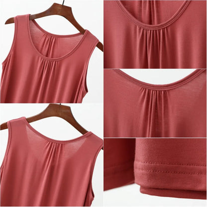 Large size Tank Tops Loose Folds Summer women Modal sleeveless Tshirts Solid color Homewear Top Bottoming Vest XL to 6XL