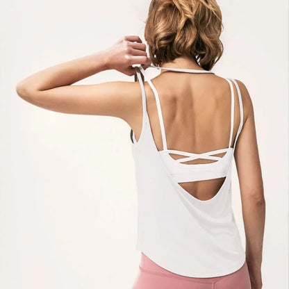 Backless Seamless Sleeveless Casual Shirt Lightweight Loose Vest Running Yoga Workout Fitness Tanks Tops for Women