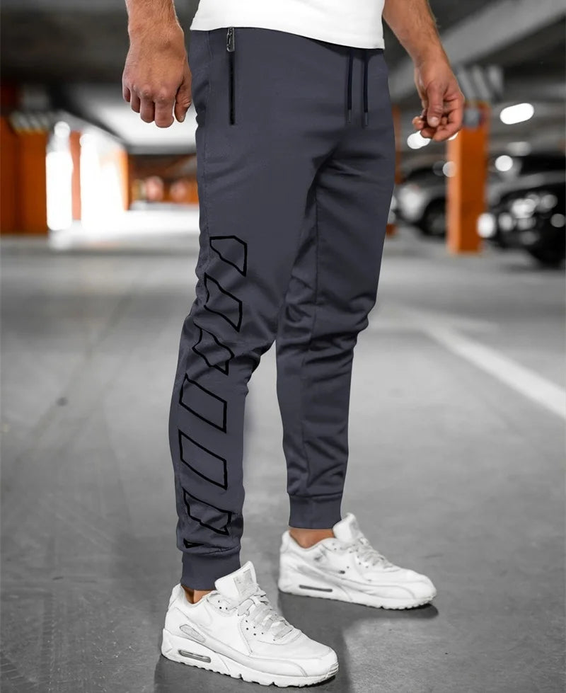 Spring Autumn Zipper pocket Men pants Comfortable quick-dry sweatpants printing trousers Men Slim Fit casual Sports Pants
