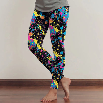 Leggings For Women Neon Art Splash Print Graphic Leggings Butt Lifting Casual Workout Gym Legging Art Style Fashion Trouser