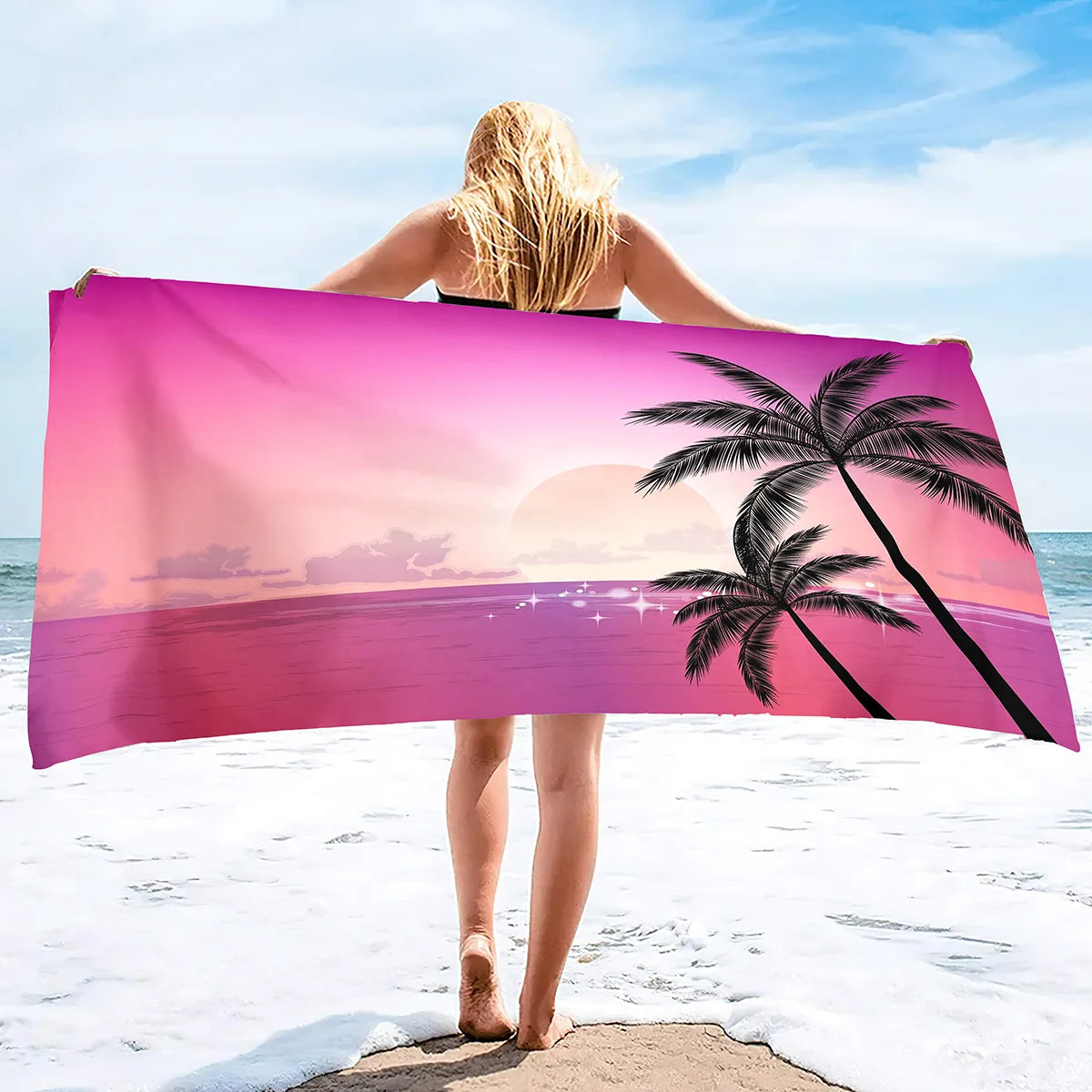 Extra Large Coconut Tree Beach Towel Sand Free Extra Large Cool Beach Towel for Women, Quick Dry Highly Absorbent Beach Towel