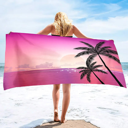 Extra Large Coconut Tree Beach Towel Sand Free Extra Large Cool Beach Towel for Women, Quick Dry Highly Absorbent Beach Towel