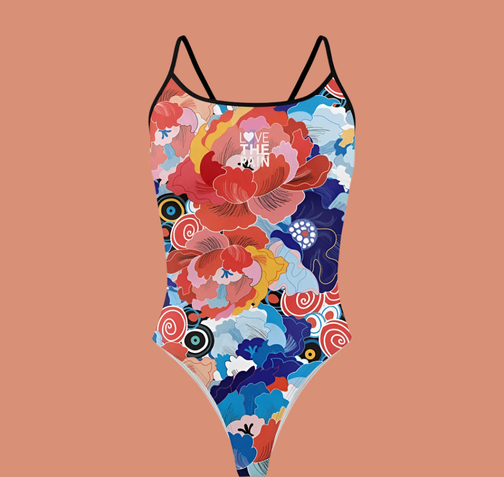 Love The Pain Spaghetti Straps Women Swimwear Bikini Racer Back Swimsuit One Piece Comfortable Suit Printing Functional Swimwear