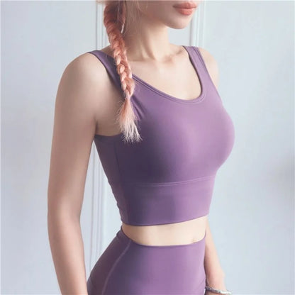 U Neck Yoga Vest Yoga Crop Bra Gym Crop Top Sports Bra Strappy Cropped Tops Workout Yoga Crop Scoop Neck Fitness Cami