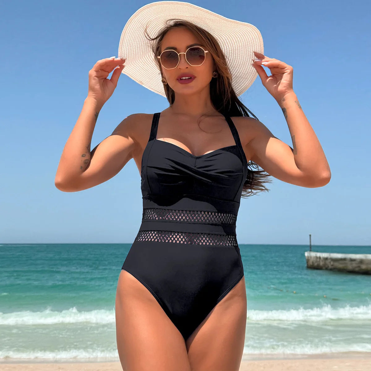 Summer Solid One Piece Swimsuits Closed Women Swimwear Push Up Swimming Wear Body Bathing Suits Beachwear Pool Bather