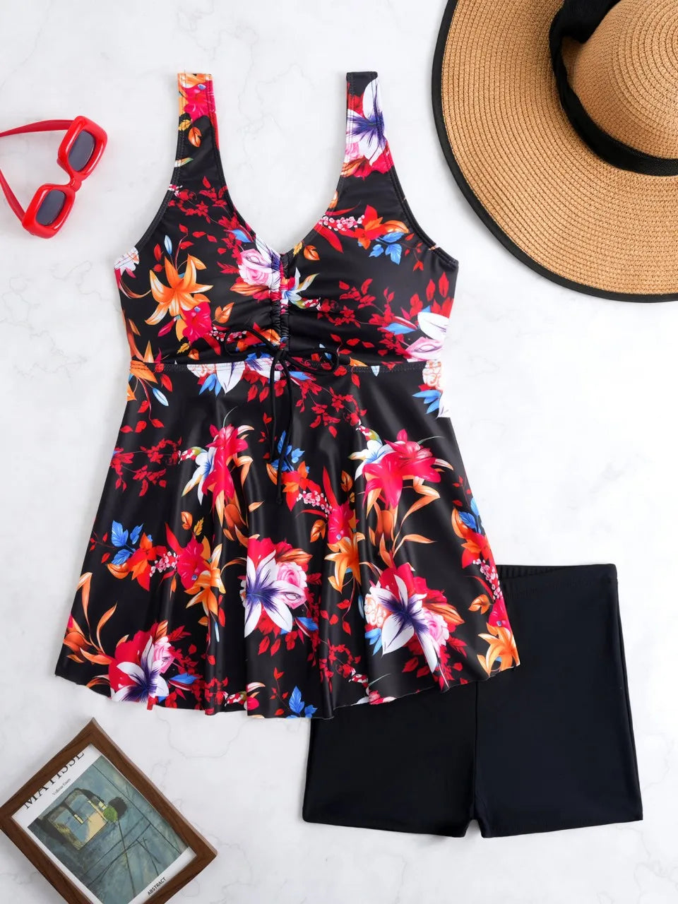 Printed Two Pieces Swimsuit Women Tankini Set Beach Dress Swimwear Female Bathers Bathing Swimming Suit Padded Beachwear