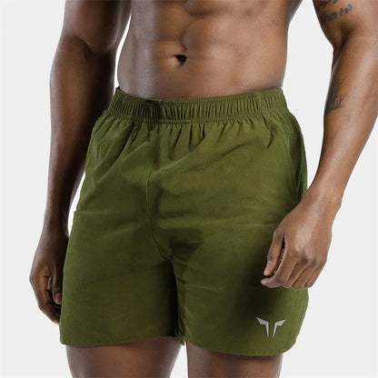 Men summer Double-deck fitness sports shorts slim quick drying breathable woven Shorts Men's sweatpants training gym clothing