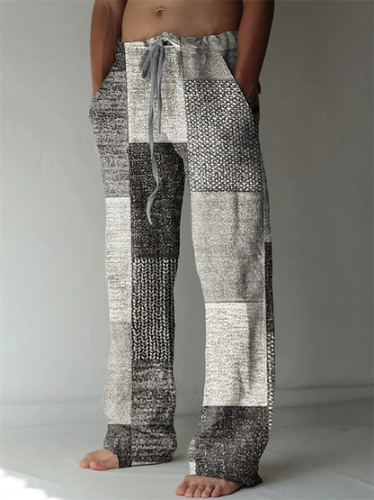 Vintage Loose Patchwork Print Men's Pants Summer Thin Casual Men's Pants Travel Vacation Casual Pants Men's Clothing Sweatpants