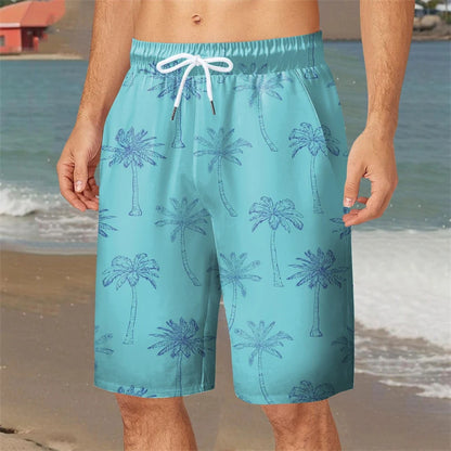 Hawaii Holiday Style 3d Printed Shorts For Men Coconut Tree Print Pattern Beach Shorts Summer Outdoor Quick Drying Board Shorts
