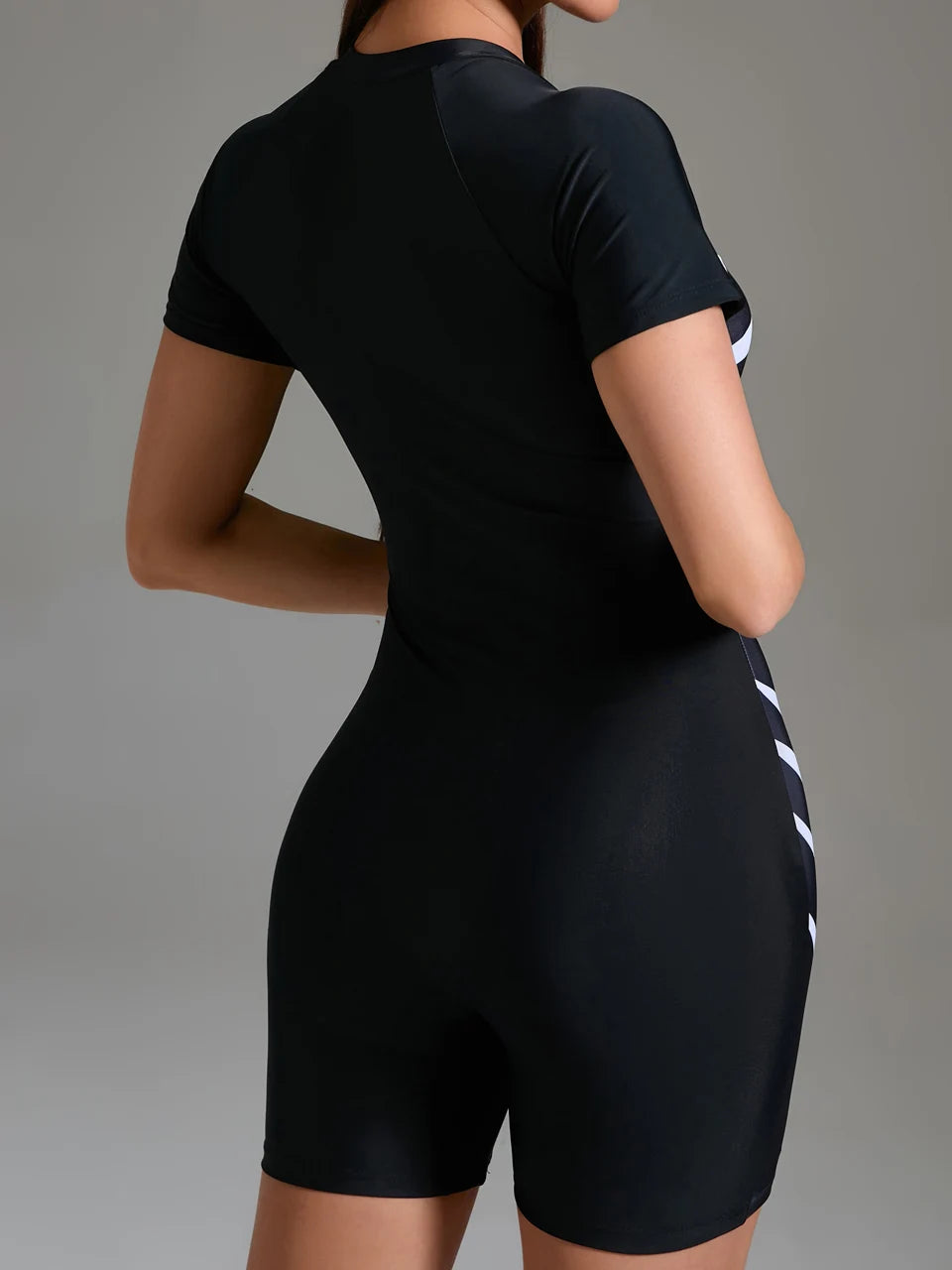 One Piece Sporty Slim Rash Guard Swimsuit Women Zebra Printed Striped Swimwear Female Bathers Bathing Swimming Swim Suit Beachwear XL