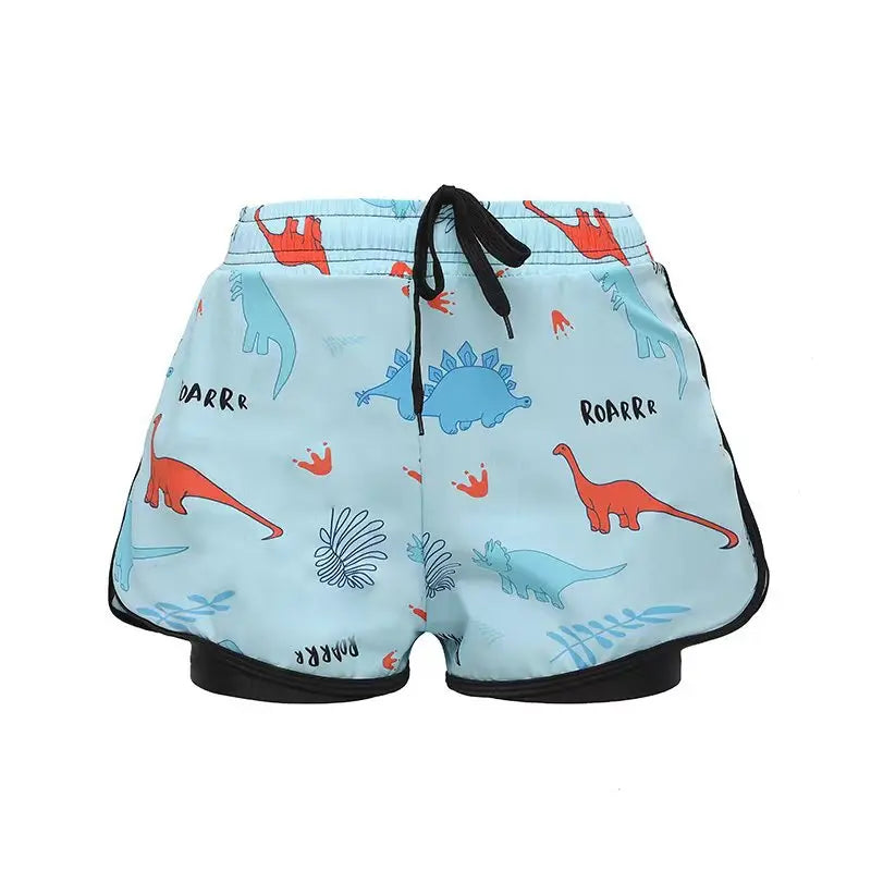 Children's Swim Trunks, Youth Boys, Middle and Teenage Kids, Double Layer Swim Shorts, Summer Cartoon Beach Boxer, Full Set