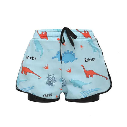 Children's Swim Trunks, Youth Boys, Middle and Teenage Kids, Double Layer Swim Shorts, Summer Cartoon Beach Boxer, Full Set