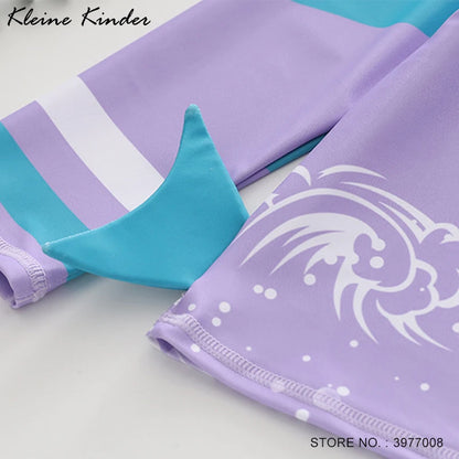 Girls Swimwear Long Sleeve Mermaid Swimming Suit Two Pieces Rash Guard Set Bathing Suit Kids Children's Swimsuit Girl 4-11 Years