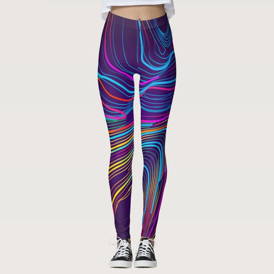 3D Geometric Graffiti Printed Women's Yoga Pants Fashion Running Fitness High Waist Leggings Outdoor Daily Sports Pant For Women