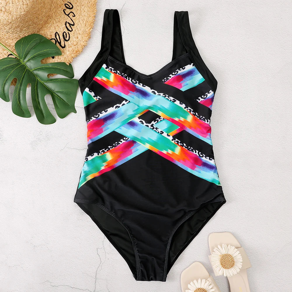 Women Swimsuit One Piece Printed Swimwear Female Bodysuit Bathers Bathing Swimming Swim Suit Sports Beachwear