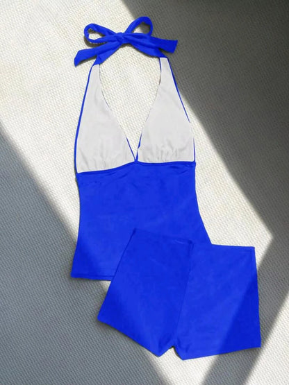 Halter Tankini Solid Swimsuit Women High Waist Swimwear Female Padded Bathing Swim Suit Swimming Beachwear Summer