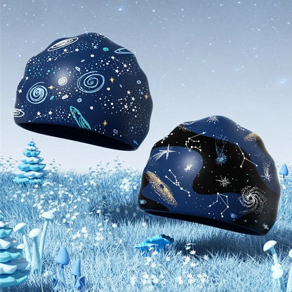 Printed Swim Caps for Kids Large Size Comfortable Silicone Swimming Caps Boys Ear Protection Swim Cap Swimming Pool Accessories