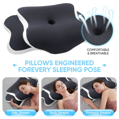 Butterfly Memory Foam Pillows Butterfly Shaped Relaxing Cervical Slow Rebound Neck Pillow Pain Relief Sleeping Orthopedic Bedding
