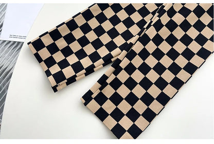 Checkerboard Plaid Shark Leggings Women High Waist Tight Slim Push Up Leggings Seamless Sports Fitness Leggings