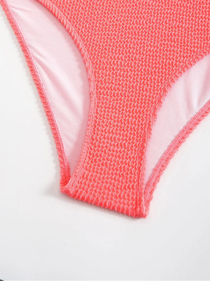 Womens One Piece Swimsuit Swim Leotard Sleeveless Low U Back Soft Cup Textured Monokini Bathing Suit for Beach Tropical Travel